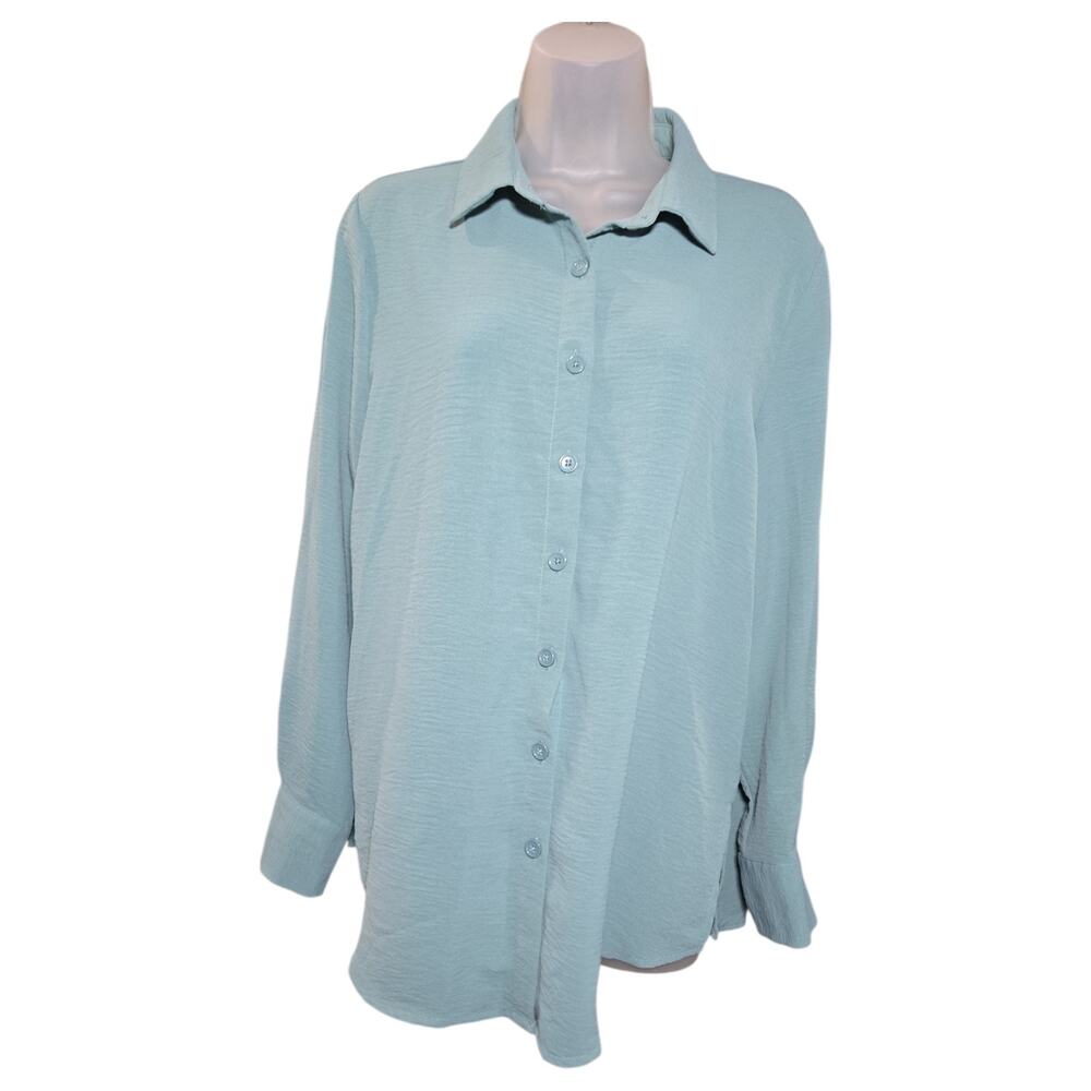 Blossom Blue Wom LG Sage Lightweight Blouse Spring Summer Easter Office Career